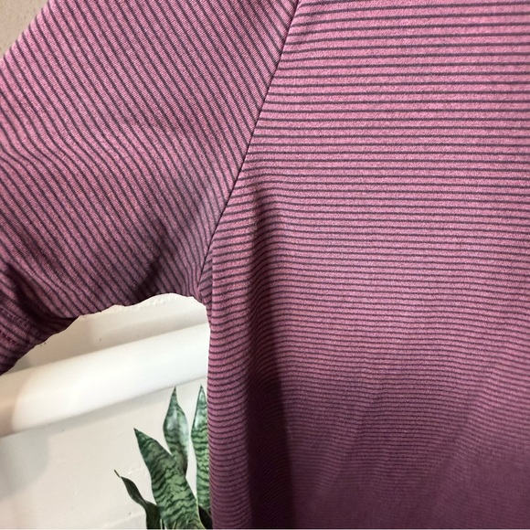 01.ALGO Men's 01 Performance Quick Dry Moisture Wicking Striped Maroon Polo L - Picture 5 of 7